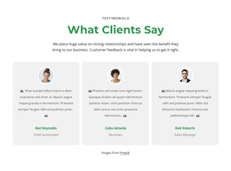 3 Columns With Testimonials Website Builder Software