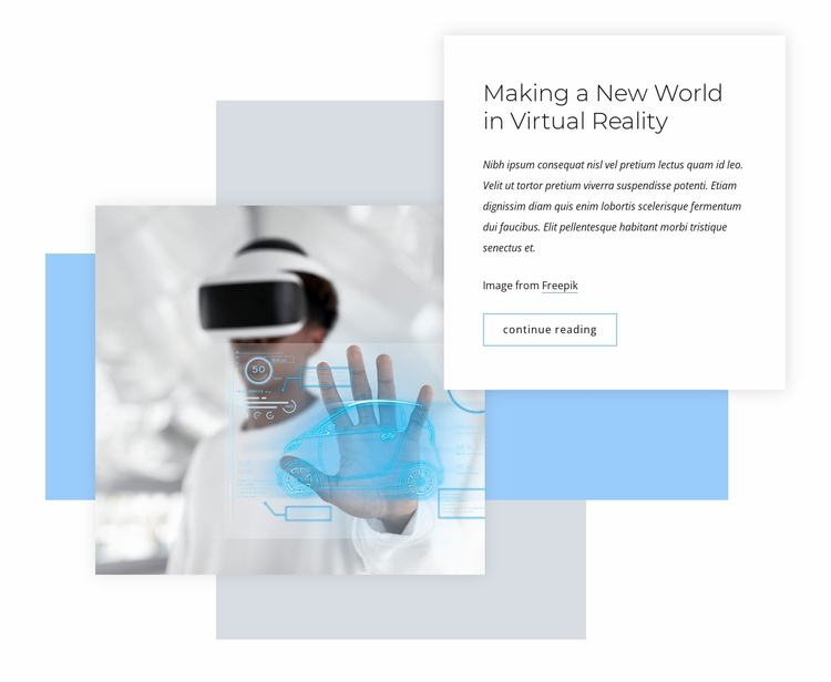 New world of virtual reality Landing Page