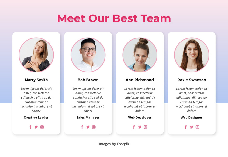 Meet our team block One Page Template