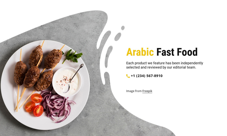 Arabic fast food One Page Template