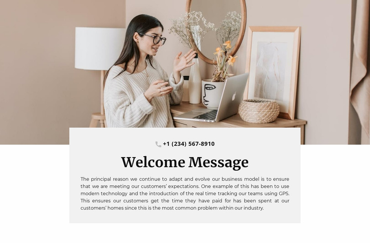 Welcome Message And Phone Website Template