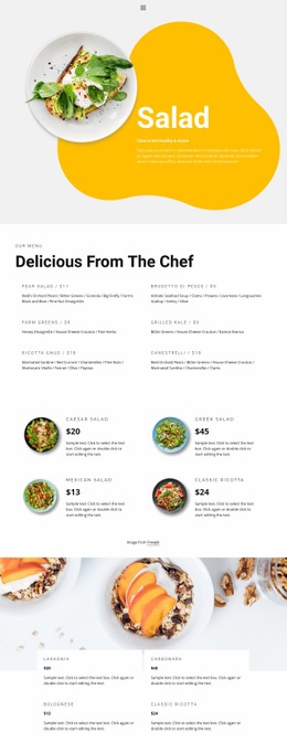 Restaurant menu Html Code Example