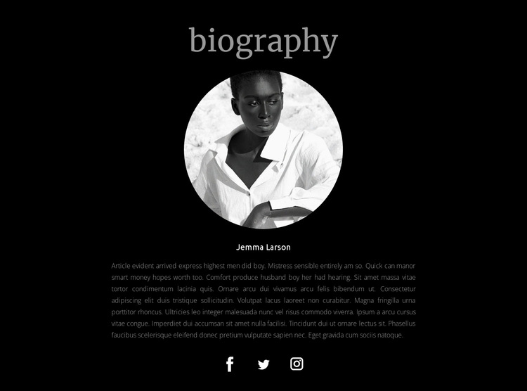 Biography of the designer HTML5 Template