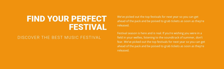 Find your perfect festival  Website Mockup