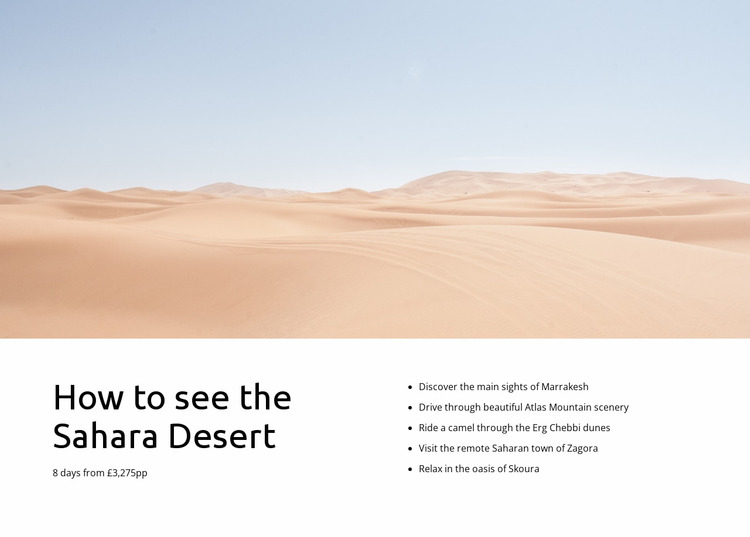 Sahara desert tours WordPress Website Builder
