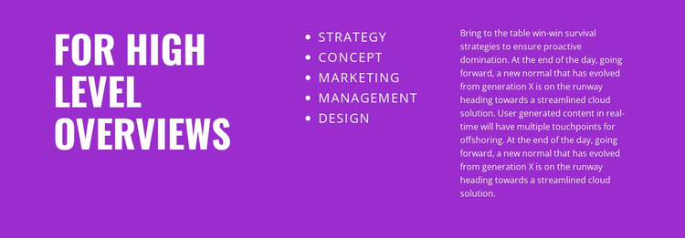 For high level overview Website Template
