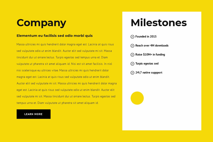 Company milestones Website Design