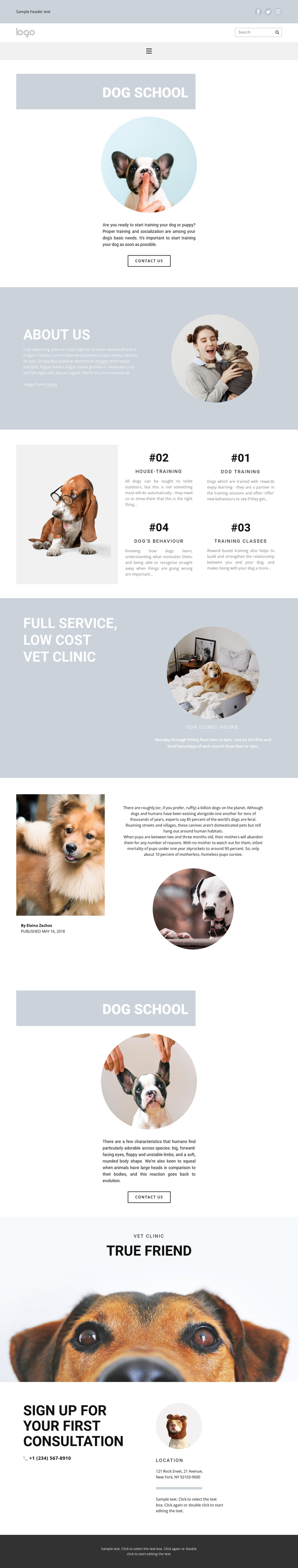 Raising dogs One Page Template