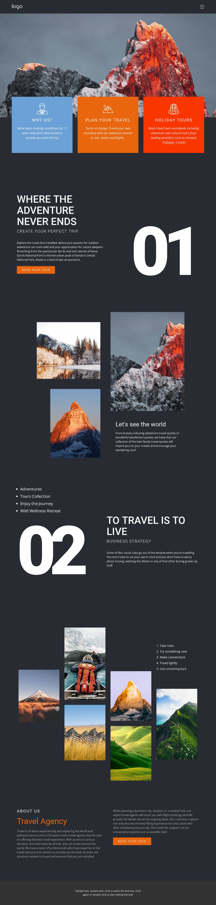 Mountain beauty in travel WordPress Website Builder
