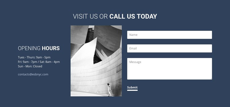 Visit us or call today CSS Template