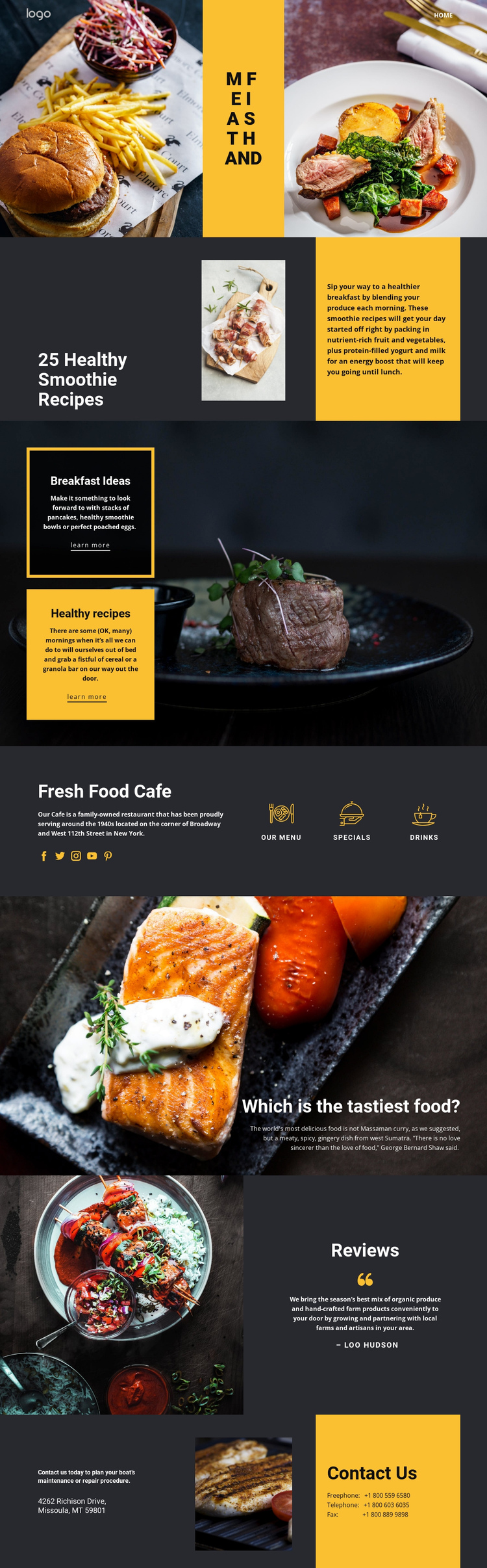 Good recipes for good food One Page Template
