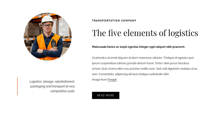 5 Elements of logistics One Page Template