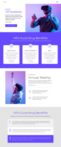 About Virtual Reality Website Layout
