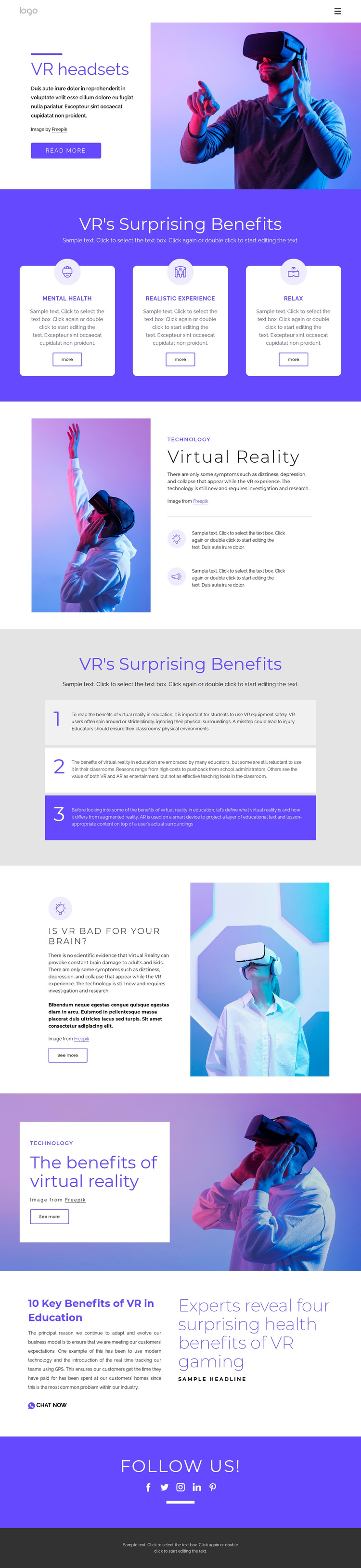 About virtual reality One Page Template