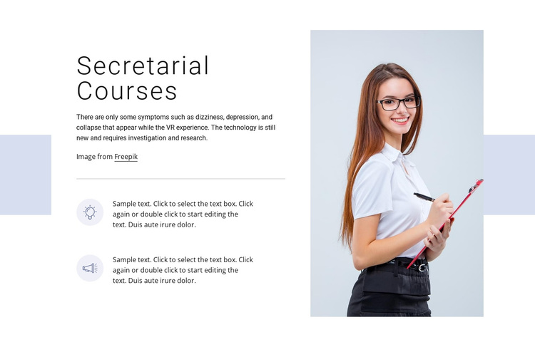 Secretarial courses Joomla Page Builder