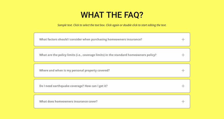 FAQ on yellow background Landing Page