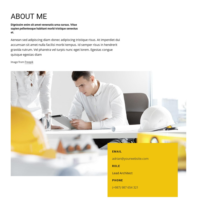 Architect job profile One Page Template