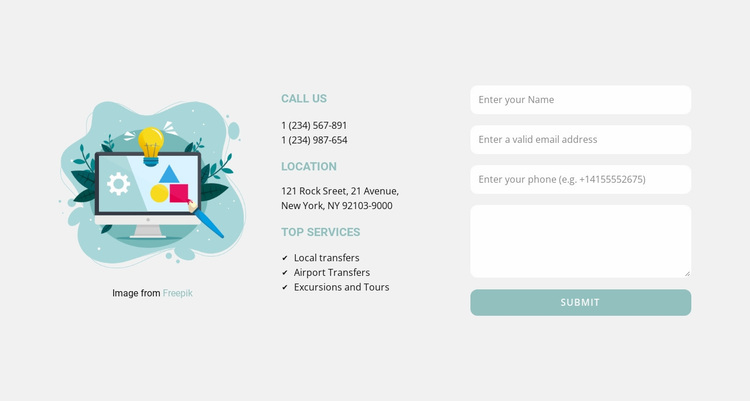 Contact form and addresses Website Design