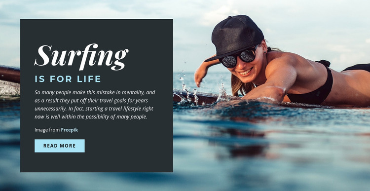 Surfing is for Life Website Mockup