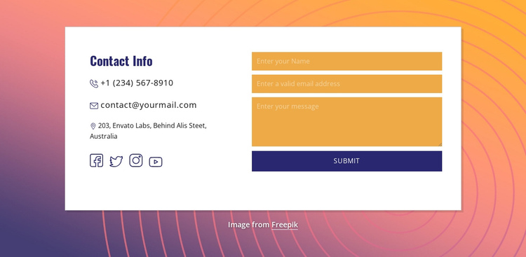 Contact info in group One Page Template