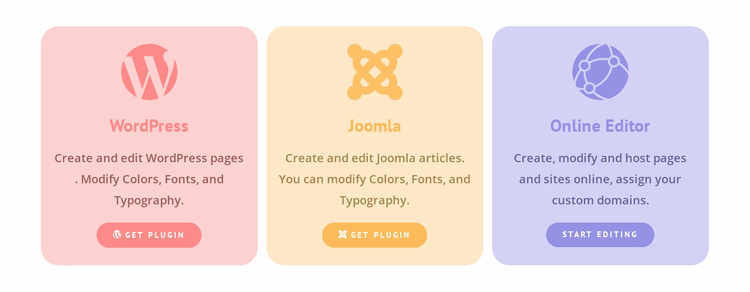 Colored columns with icons Website Template