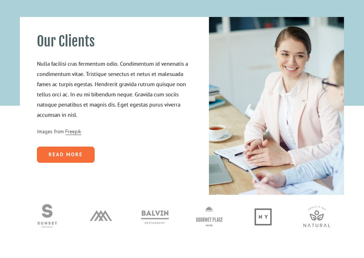 About our clients One Page Template