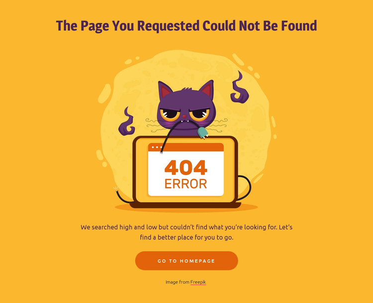 404 page with cat One Page Template