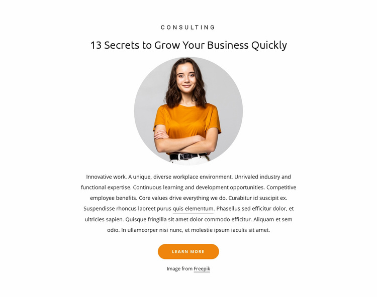 13 Secrets to grow business Landing Page