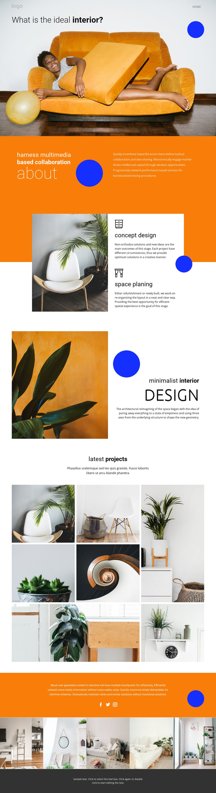 Multimedia based interior  One Page Template