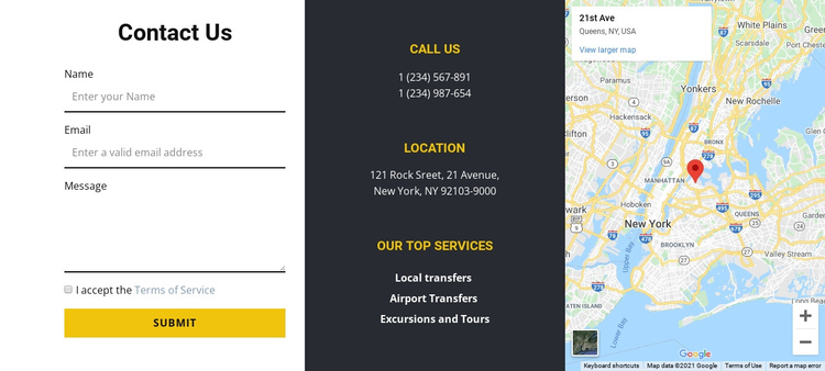 Contact us with map One Page Template