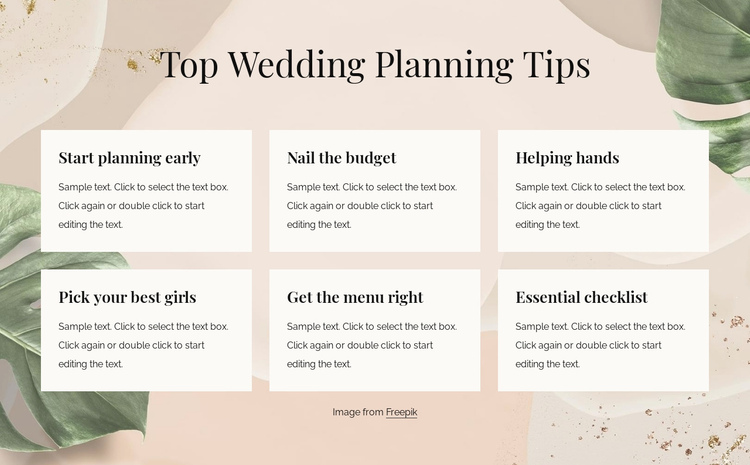 Top wedding planning tips One Page Template