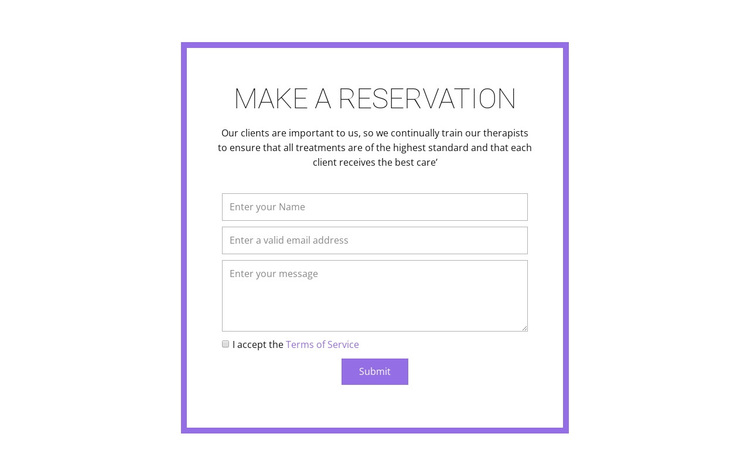 Reservation form  Template