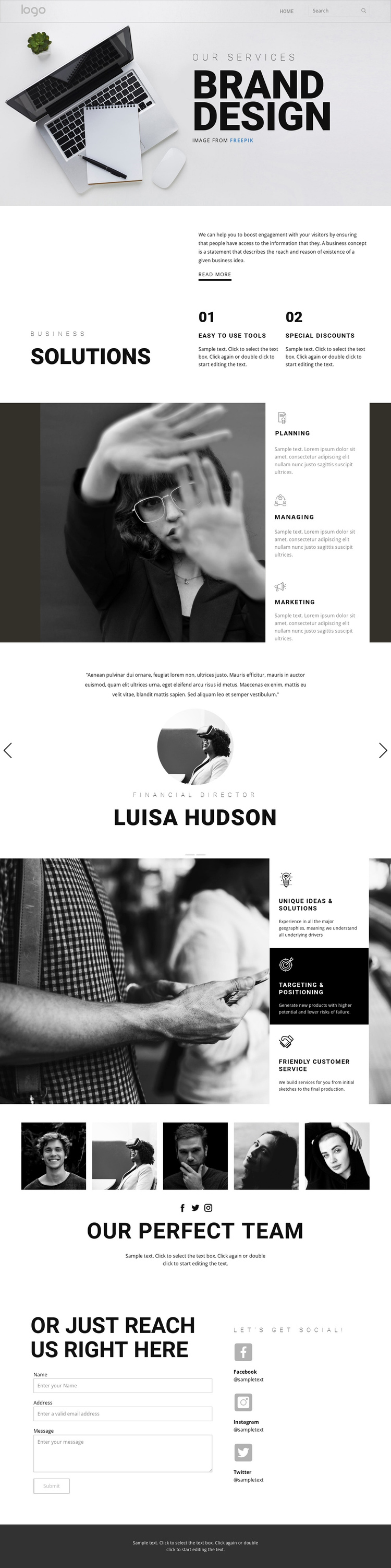 Doing branding for business One Page Template