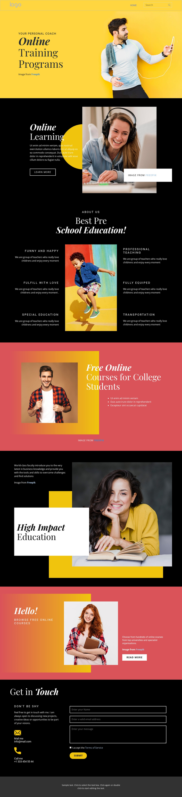 Good online education One Page Template