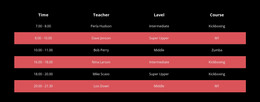 Color table on dark background Web Page Design