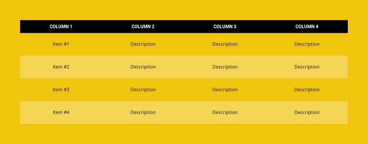 Color table CSS Template