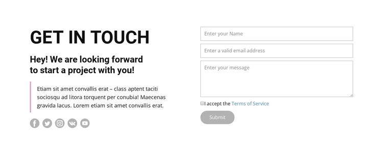 Get In Touch And Follow Us Html Template