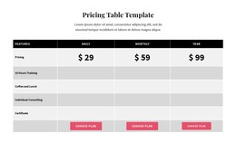 Table HTML Templates