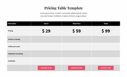Table Website Designs