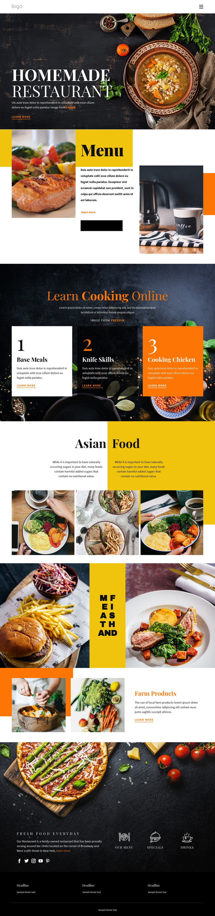 Better than home food Web Design