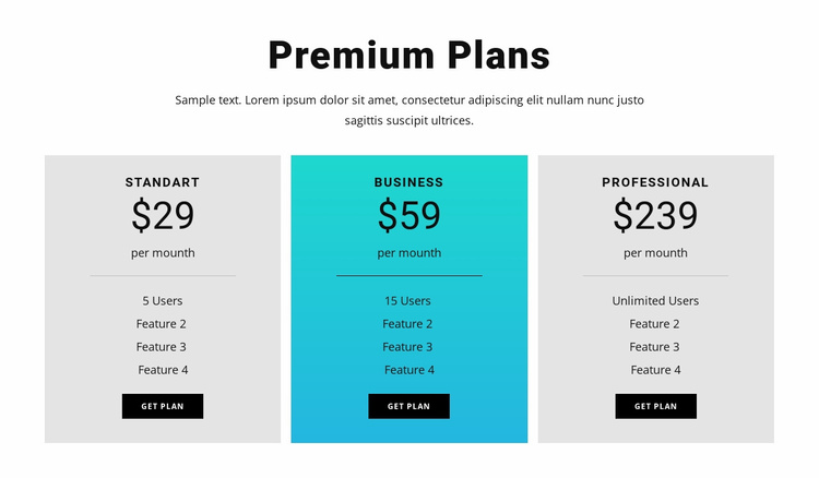 Premium Plans Website Template