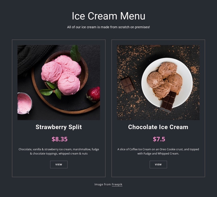 Vegan ice cream Website Template