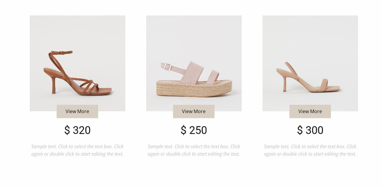 Collection of feminine shoes Website Design