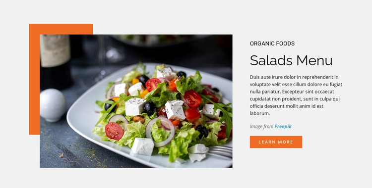 Download Salads Menu Website Mockup