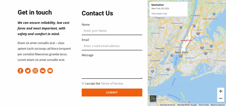 Get in touch template Website Mockup