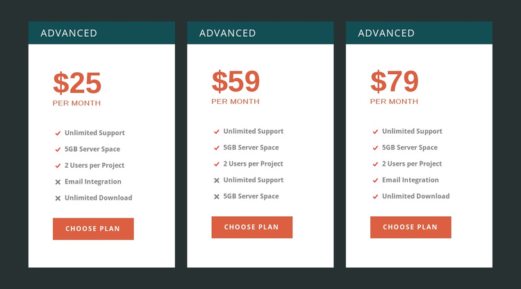 Premium pricing One Page Template