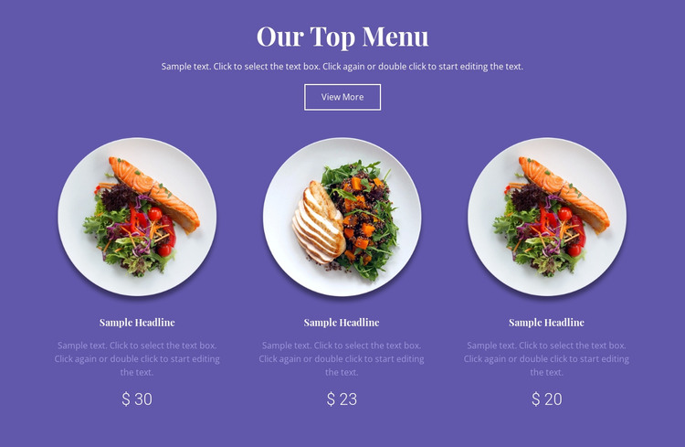 Our top menu HTML Template