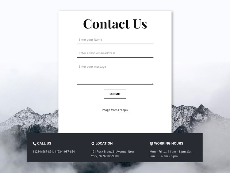 Contacts with overlaping One Page Template