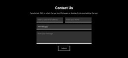 Contact On Dark Background Drop Website Builder