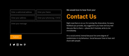 Contact Form On Dark Background Drop Website Builder